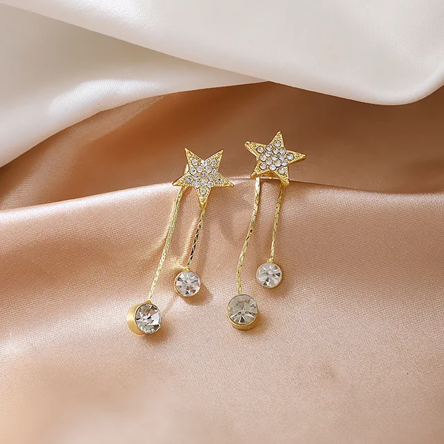 Golden Star Drop Korean Earrings - DropShp