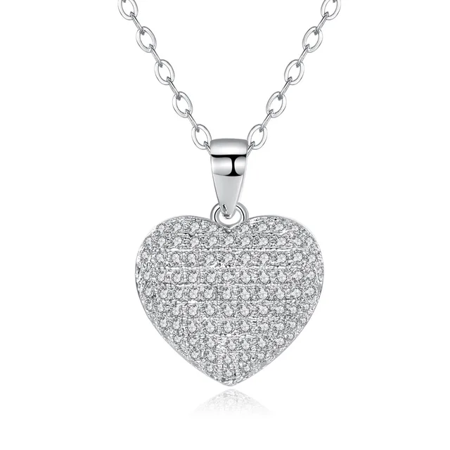 Stone Studded Heart Pendant Chain Necklace - DropShp