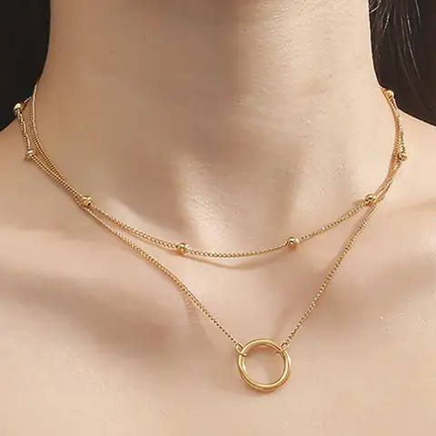 Double Layer Ring Necklace (Golden) - DropShp