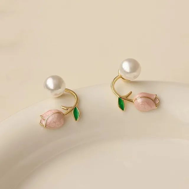 Korean Tulip Pearl Flower Earrings - DropShp
