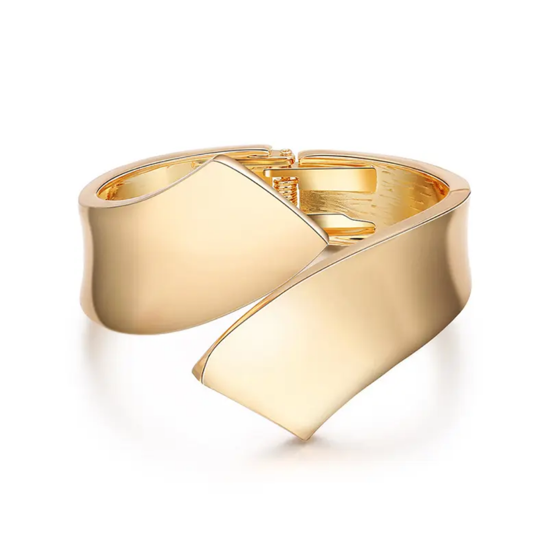 Chunky Opening Wide-Grooved 18K Gold Plated Antitarnish Thick Cuff Bracelet - DropShp