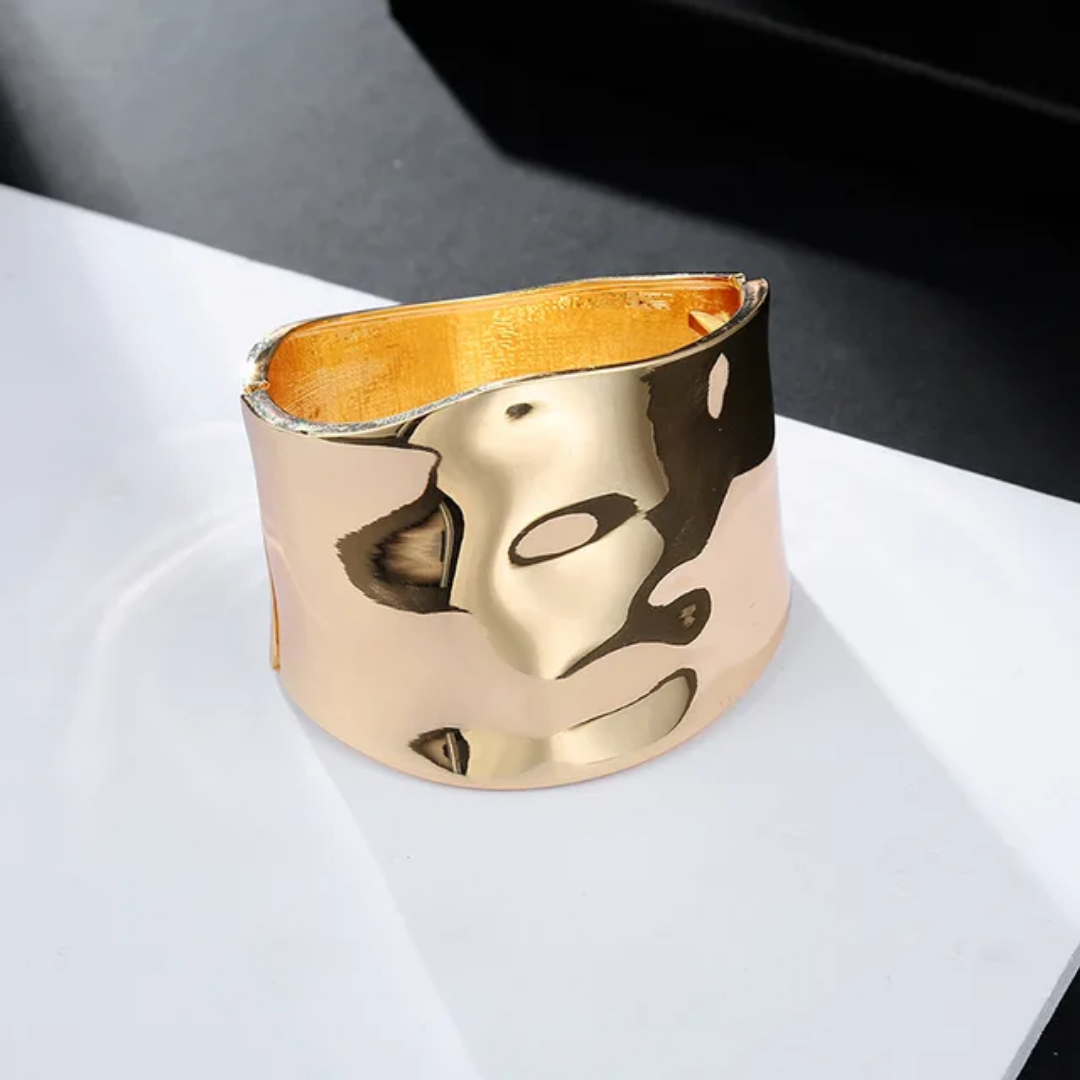 Chunky Opening Wide-Grooved 18K Gold Plated Antitarnish Thick Cuff Bracelet - DropShp