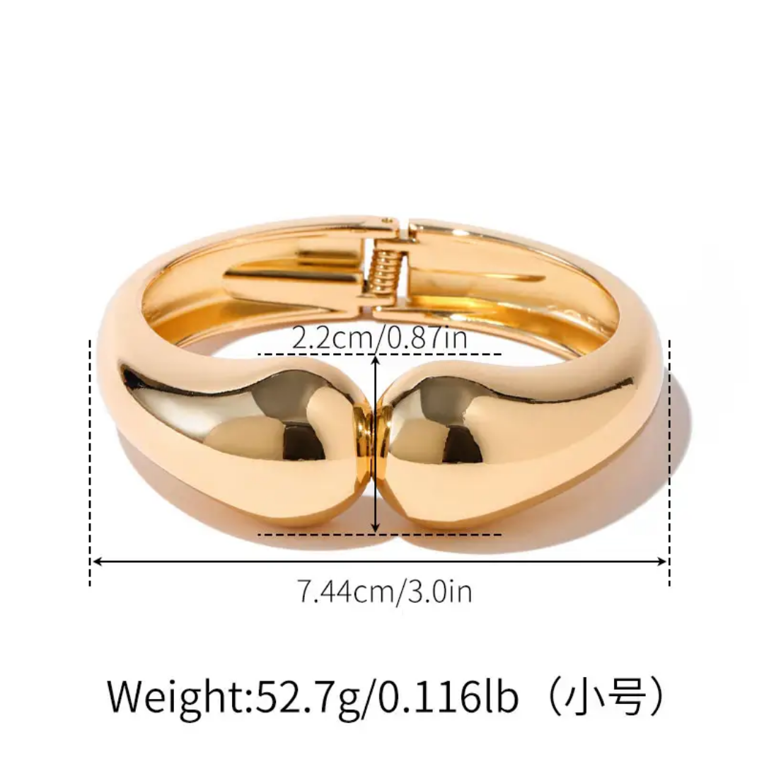 Chunky Opening Wide-Grooved 18K Gold Plated Antitarnish Thick Cuff Bracelet - DropShp