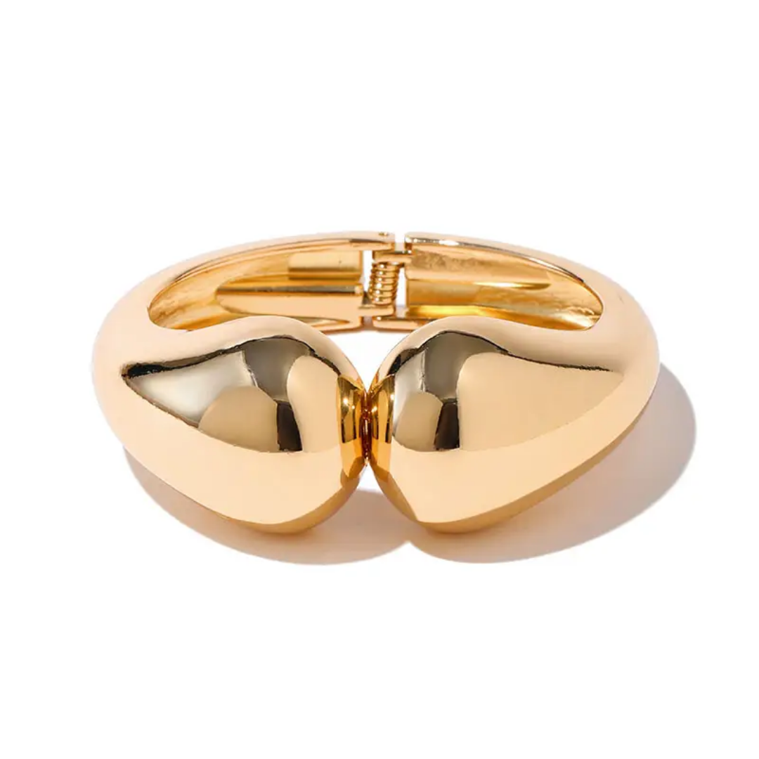 Chunky Opening Wide-Grooved 18K Gold Plated Antitarnish Thick Cuff Bracelet - DropShp