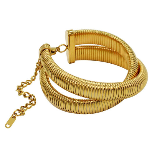 Dual layer Snake 18K Golden Anti Tarnish Stainless Steel Bracelet For Women - DropShp