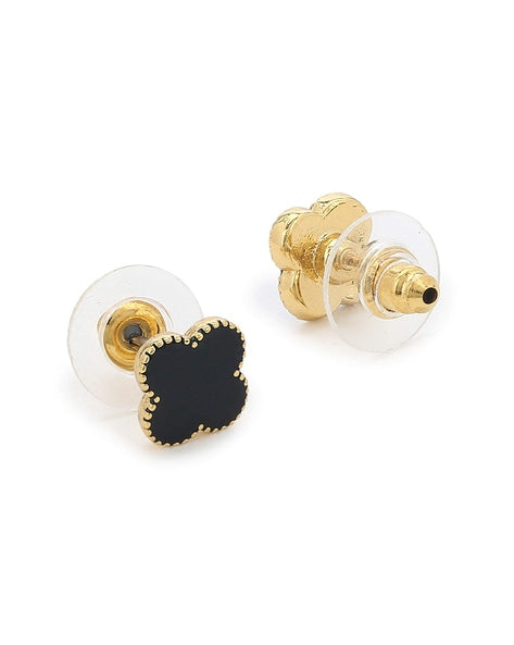 Golden Black Clover Stud Earrings - DropShp