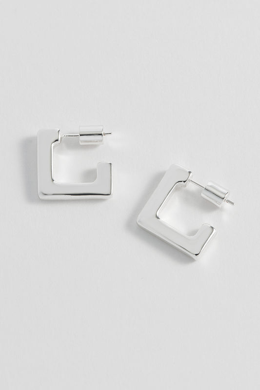 Geometric Silver Half Hoop Earrings - DropShp