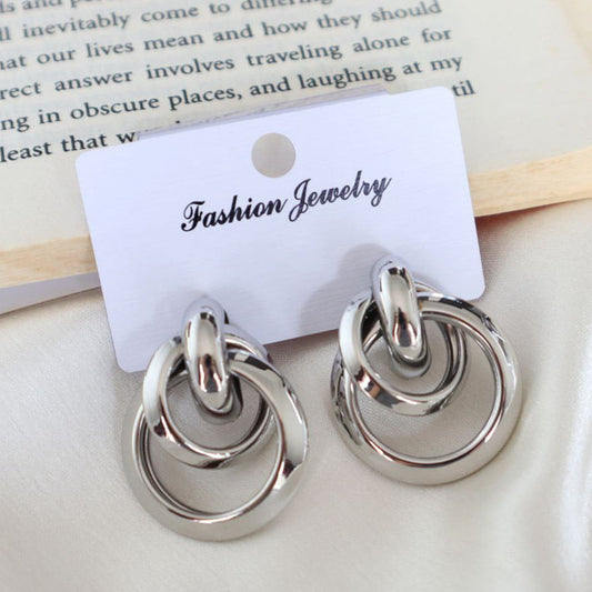 Silver Chunky Hoop Earrings - DropShp