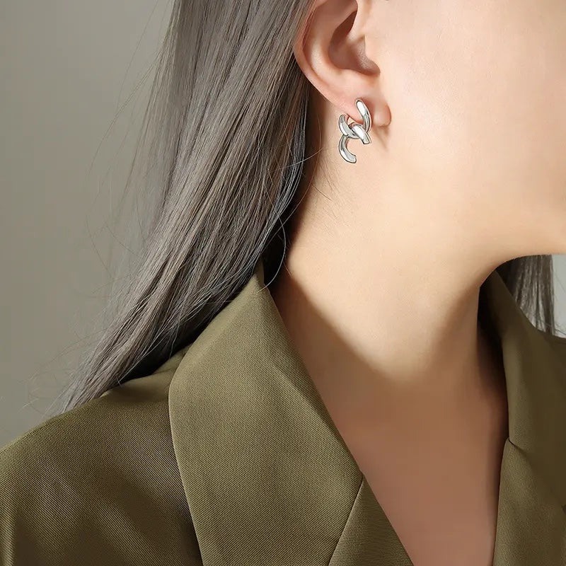 Silver Plated Link Chain Western Earrings - DropShp