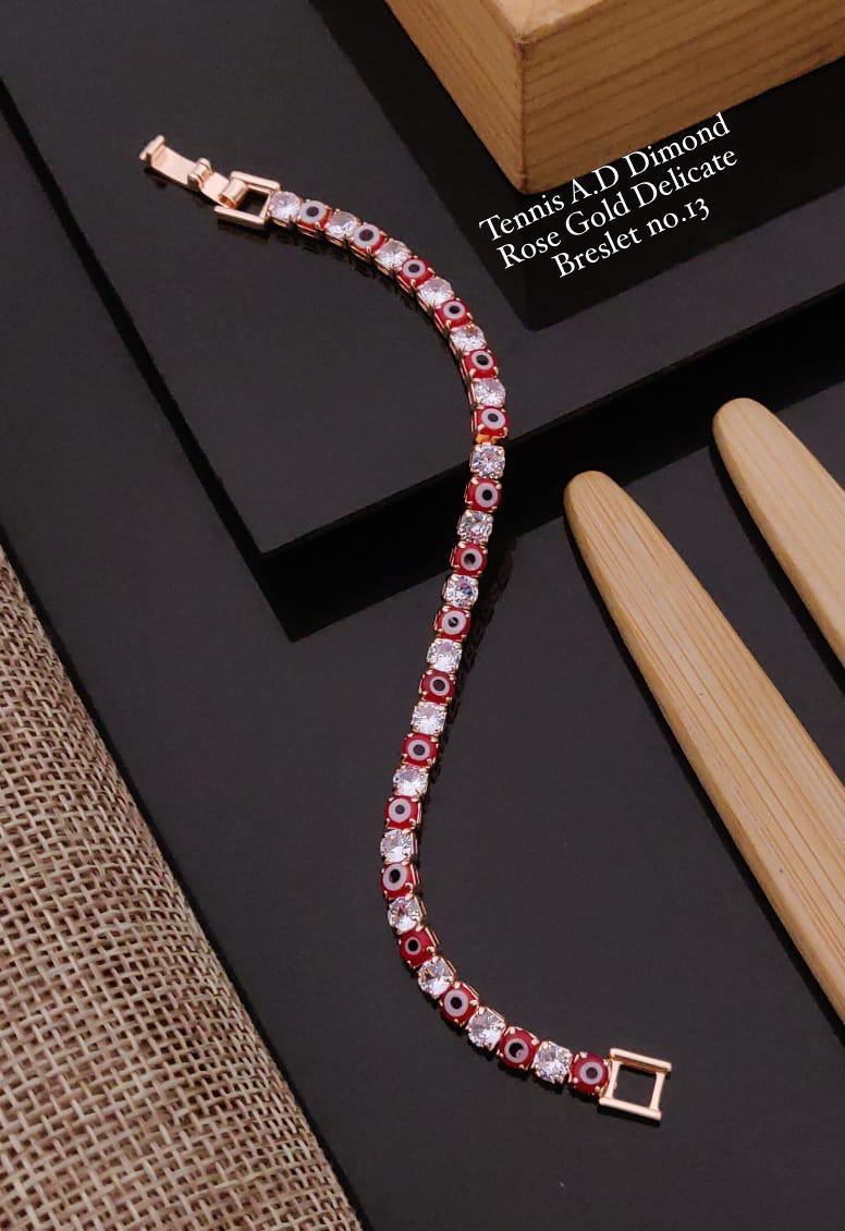Rosegold Plated Red Evil Eye Tennis Bracelet Hip Hop Jewelry - DropShp