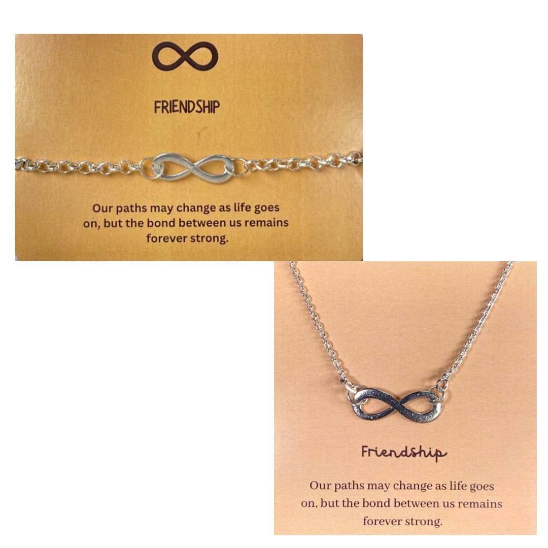 Silver Infinity Necklace & Bracelet Combo - DropShp