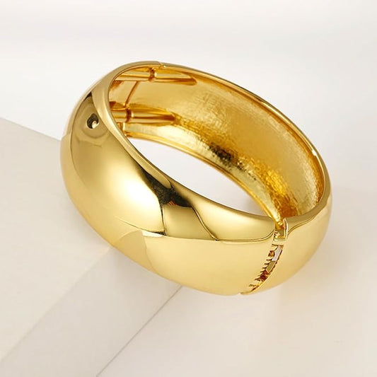 Chunky Opening Wide-Grooved 18K Gold Plated Antitarnish Thick Cuff Bangle Bracelet - DropShp