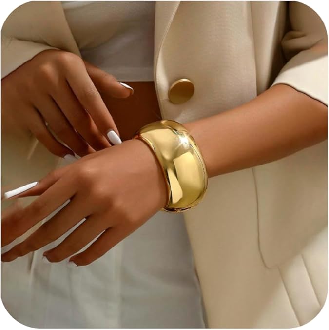 Chunky Opening Wide-Grooved 18K Gold Plated Antitarnish Thick Cuff Bangle Bracelet - DropShp