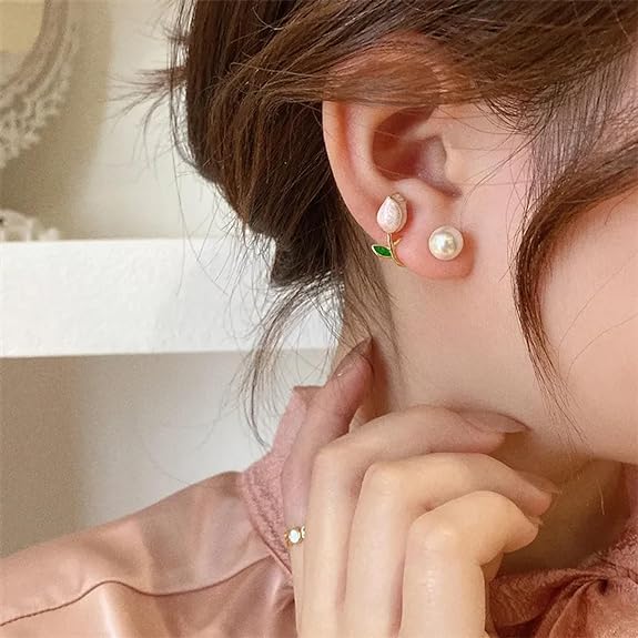 Korean Tulip Pearl Flower Earrings - DropShp