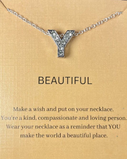 Alphabet Y Initial Pendant Silver Necklace - DropShp