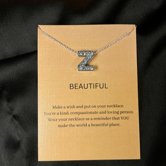 Alphabet Z Initial Pendant Silver Necklace - DropShp
