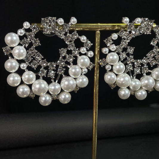 Crystal Crescent Pearl Korean Earrings - DropShp
