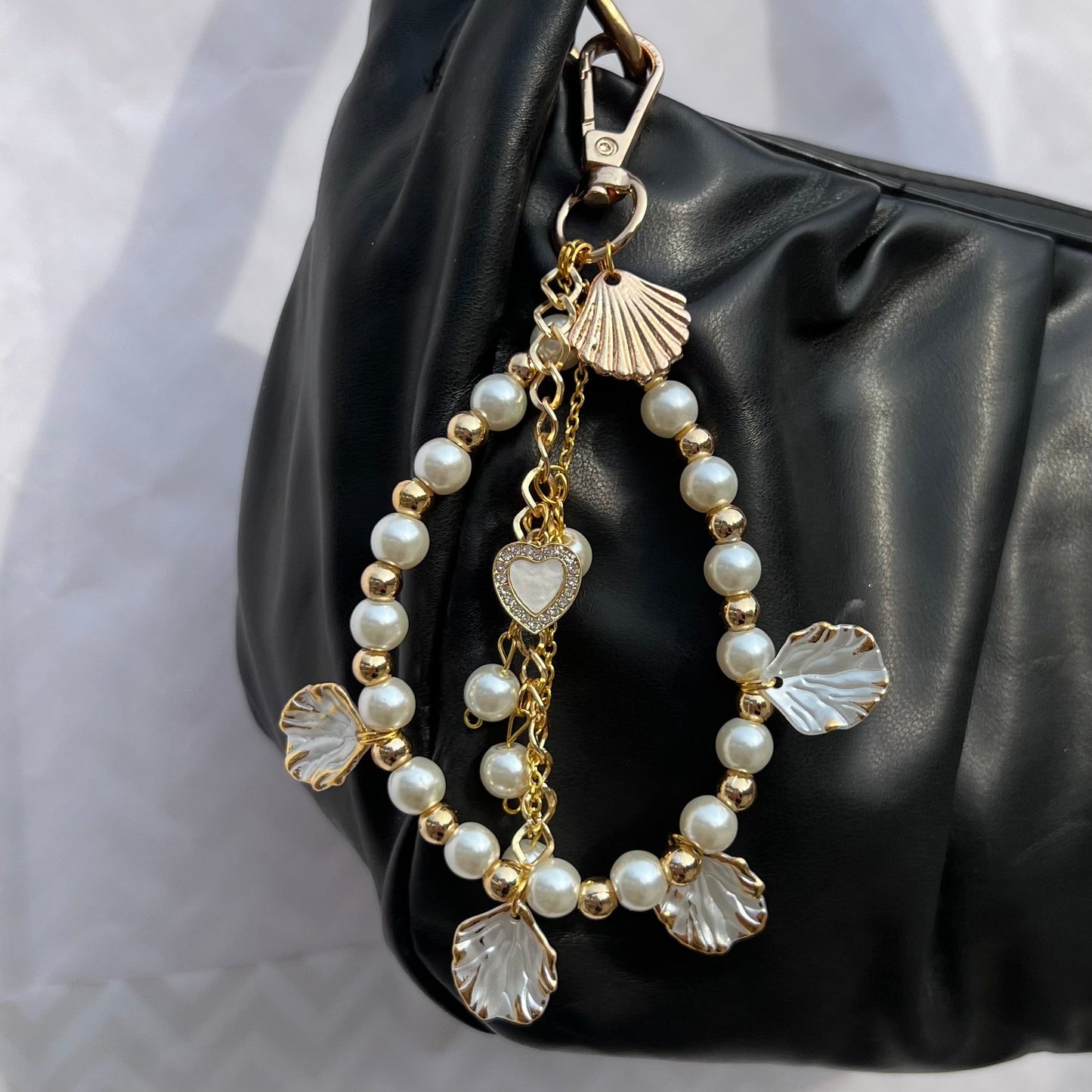 Cute Pearl Beads Bag Charm With Shell Charms Keychain for Women and Girls | Stylish Bag Accessories - DropShp