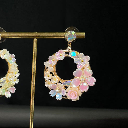 Crystal Uneven Flower Korean Earrings - DropShp