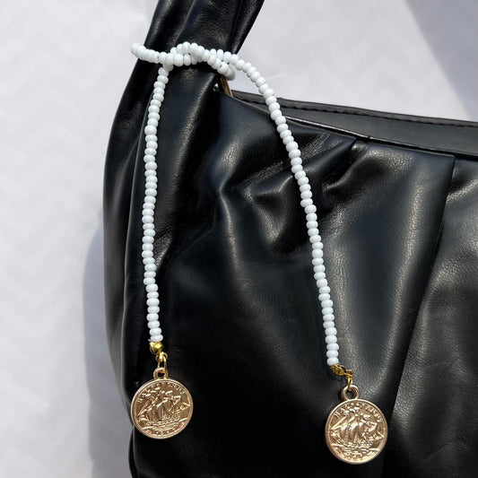 Cute White Seed Beads Bag Charm Keychain for Women and Girls | Stylish Bag Accessories - DropShp