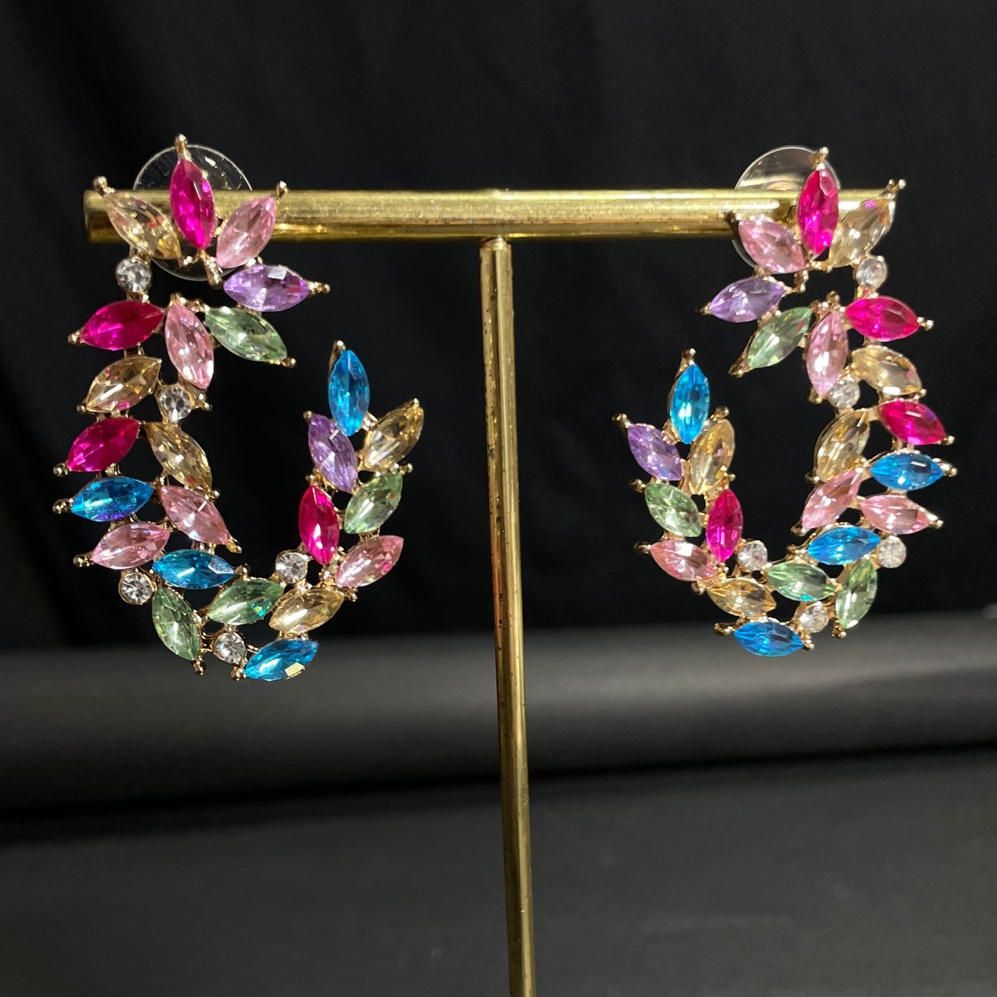 Crystal Multicolour Statement Korean Earrings - DropShp