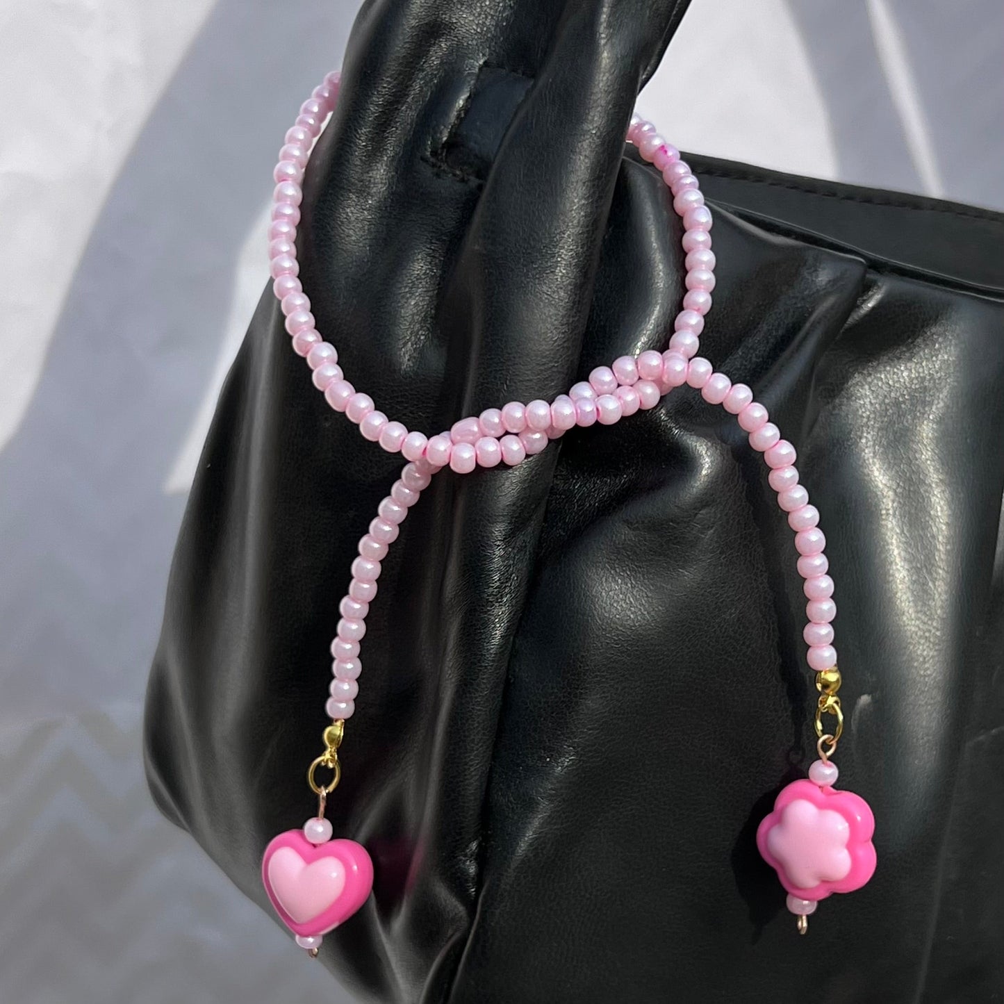 Cute Pink Seed Beads Bag Charm Keychain for Women and Girls | Stylish Bag Accessories - DropShp