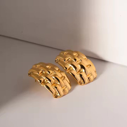 18k Gold Plated Stainless Steel Earring Stainless Steel Texture Earrings - DropShp