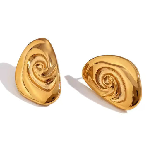 18K Gold-Plated Stainless Steel Cochlea Conch Style Stud Earrings - DropShp