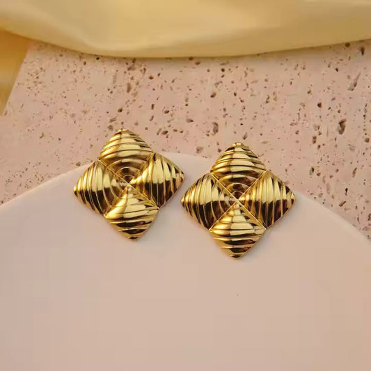 18K Gold-Plated Stainless Steel Square Stud Earrings - DropShp