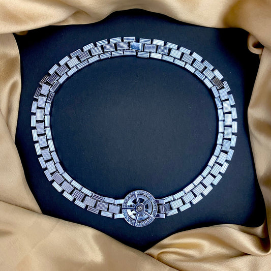 Silver Iced Out Hip Hop Stone Studded Weed Necklace - DropShp