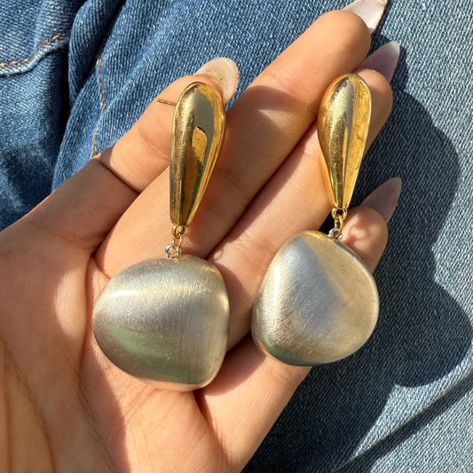 Golden & Silver Matte Shine Korean Earrings - DropShp