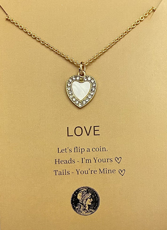 Waterproof Stone Studded Heart Charm Necklace - DropShp