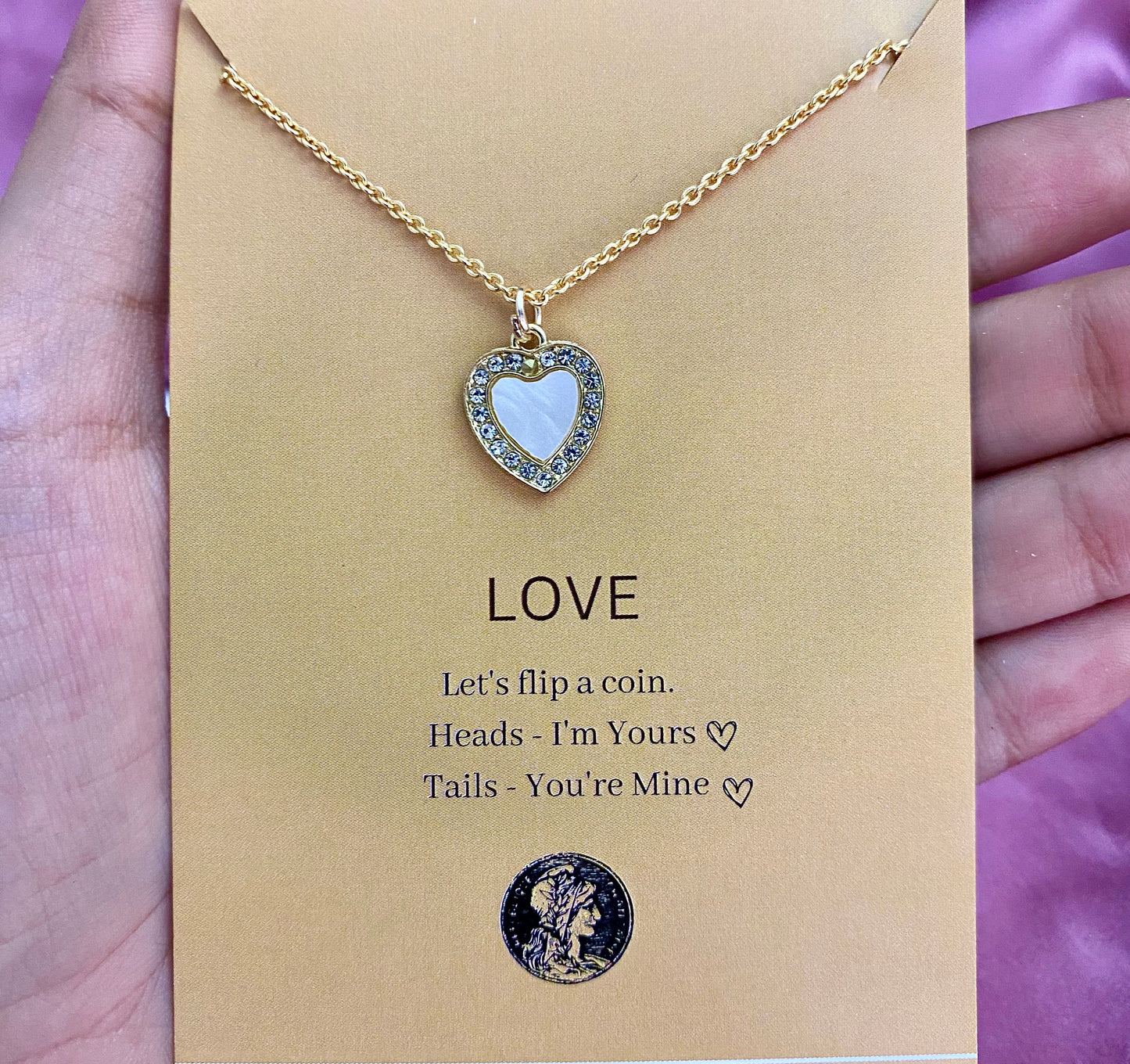 Waterproof Stone Studded Heart Charm Necklace - DropShp