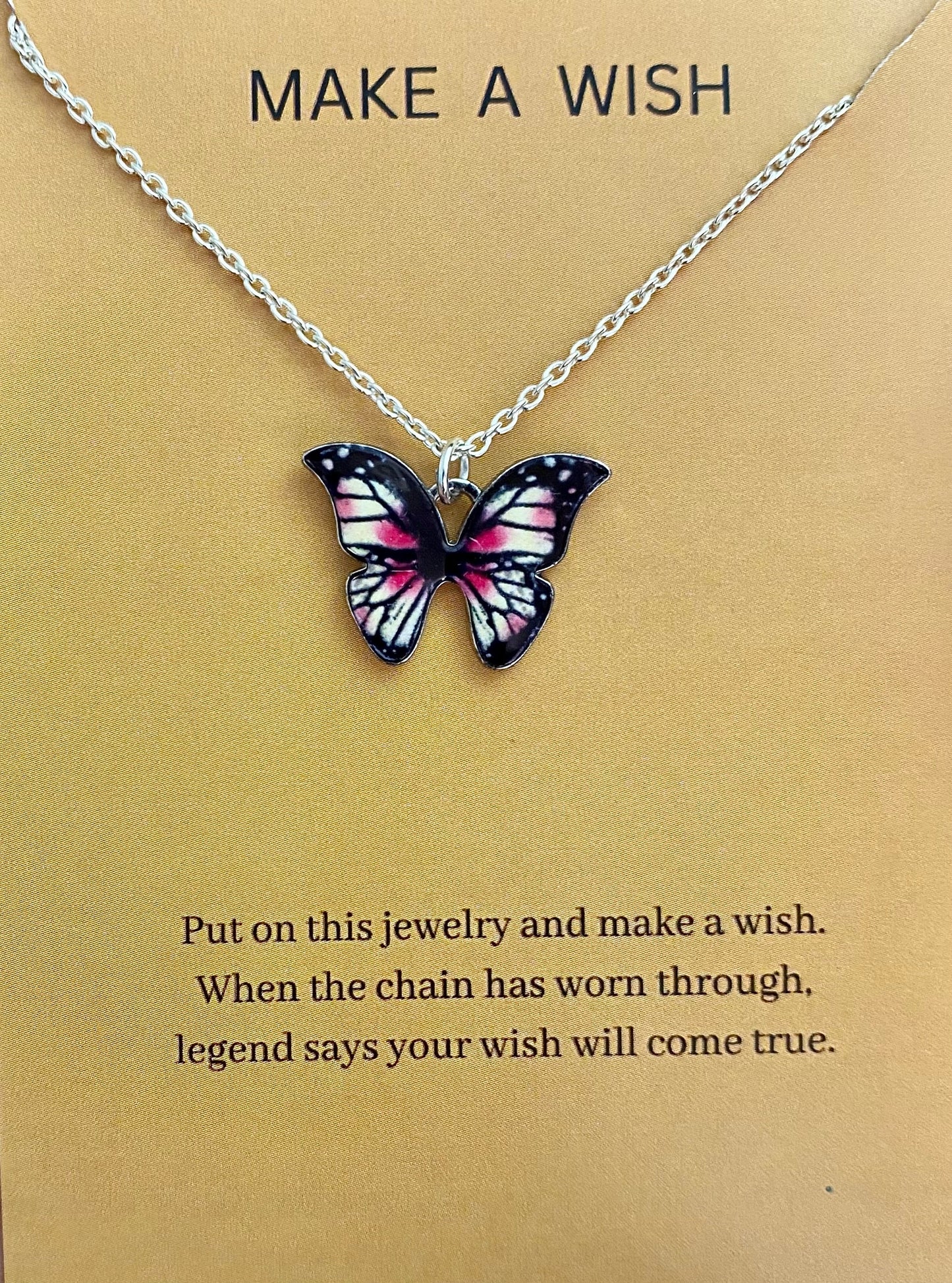 Waterproof Black Butterfly With Silver Chain Necklace - DropShp