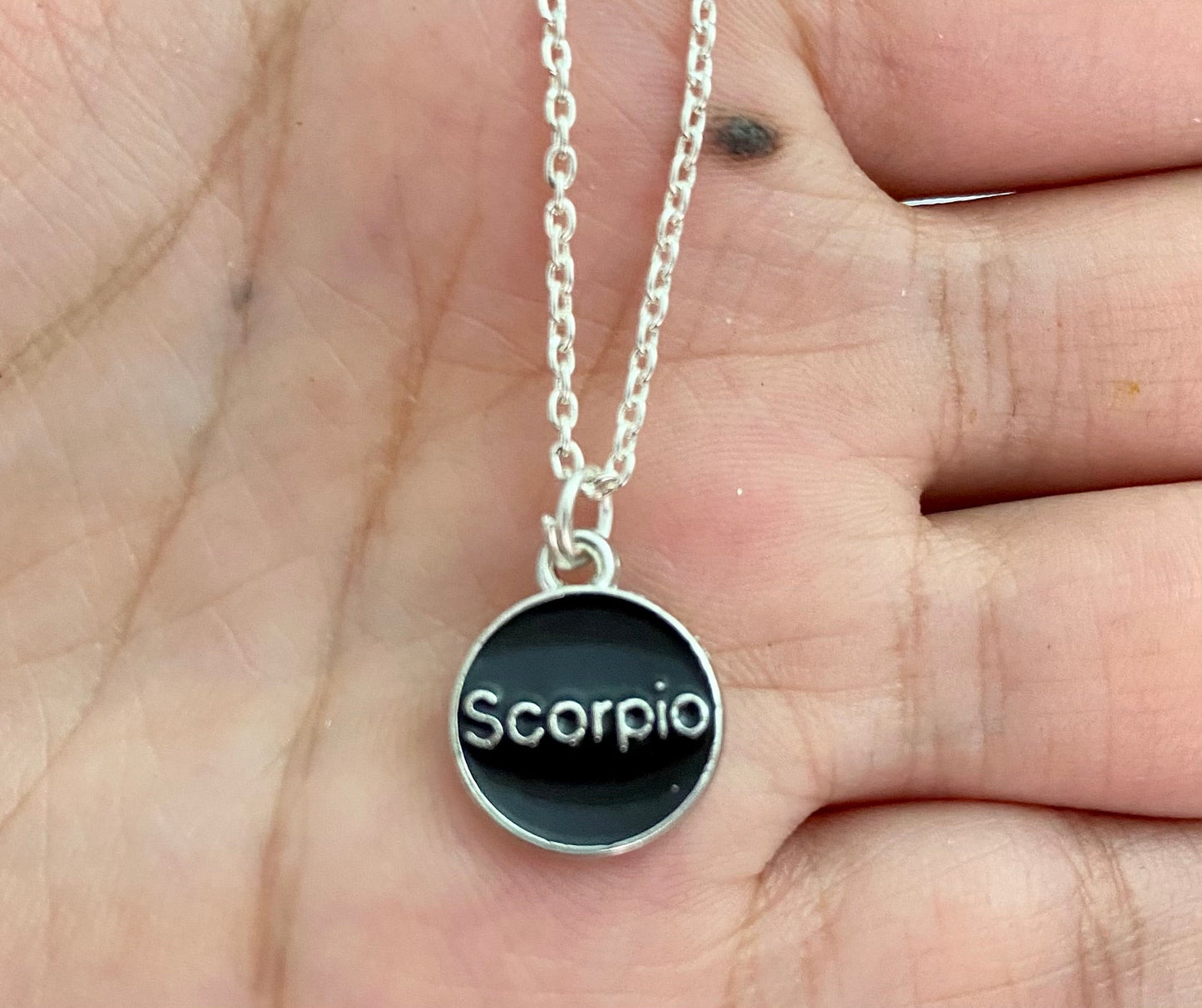 Waterproof Scorpio Zodiac Symbol Necklace With Silver Chain - DropShp