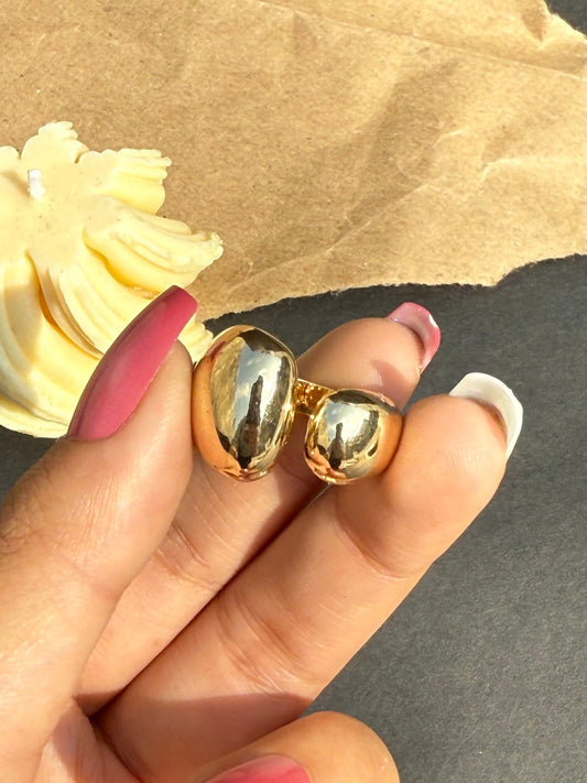 18K Golden Stainless Steel Chunky Bubble Adjustable Ring - DropShp