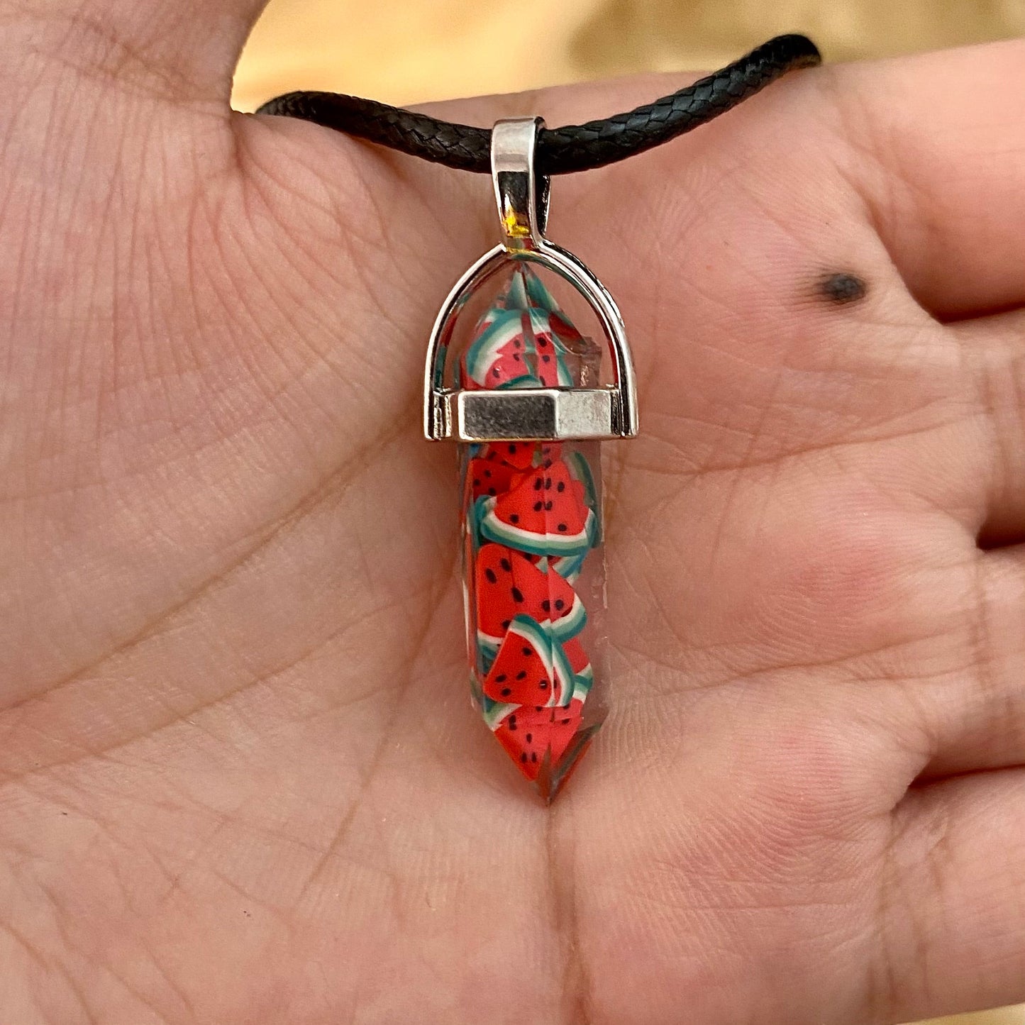 Watermelon Print Pencil Pendant Necklace (D-6) - DropShp