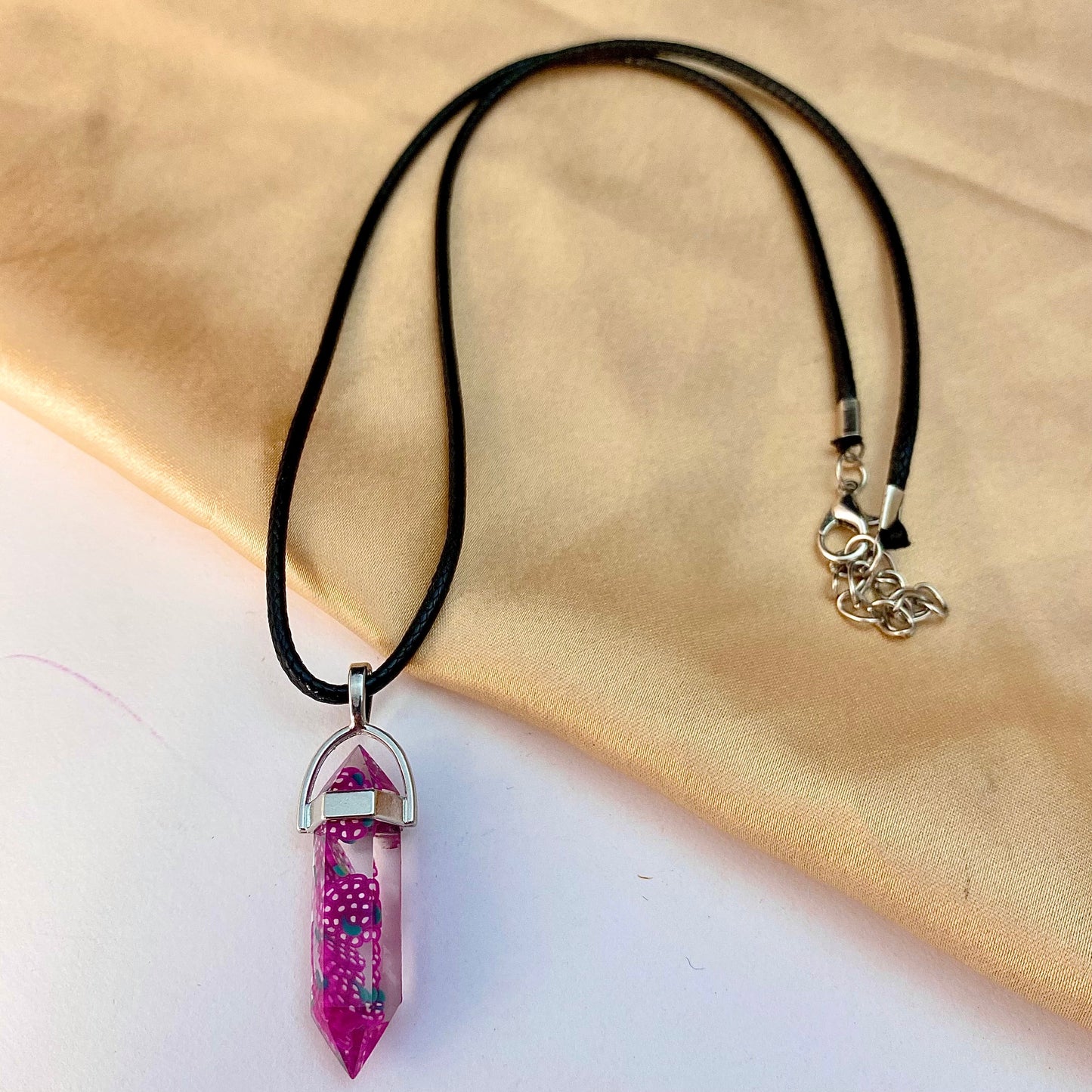 Purple Strawberry Print Pencil Pendant Necklace (D-9) - DropShp