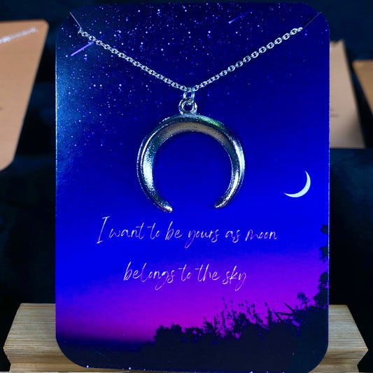 Silver Big Moon Charm Necklace(Waterproof) - DropShp