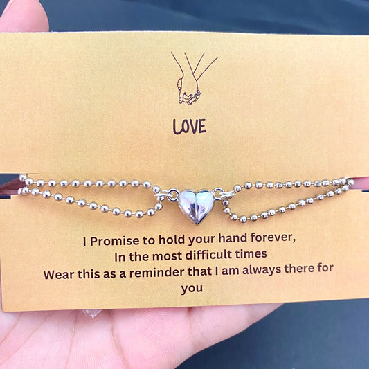 Silver Magnetic Heart Couple Necklace - DropShp