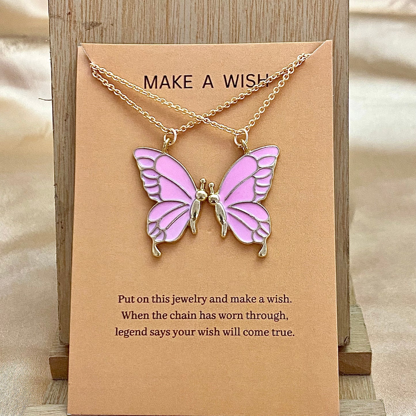 Pink Butterfly Friendship Necklace - DropShp