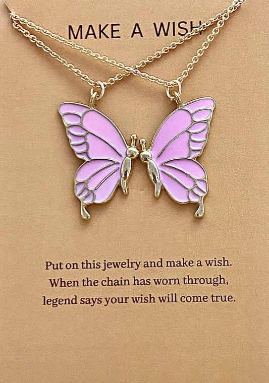 Pink Butterfly Friendship Necklace - DropShp