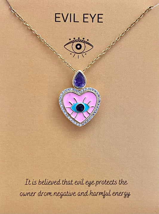 Simple Style Evil Eye Heart Shape Stainless Steel Chain Necklace - DropShp