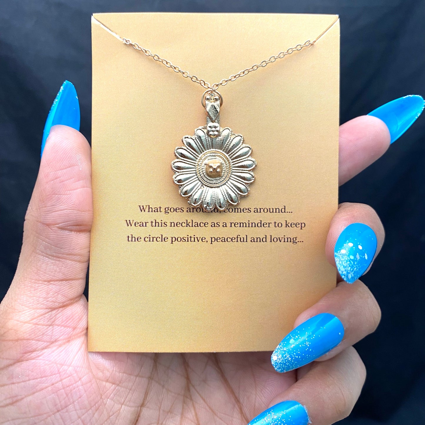 Minimal Golden Sunflower Card Necklace| Perfect for Dailywear - DropShp