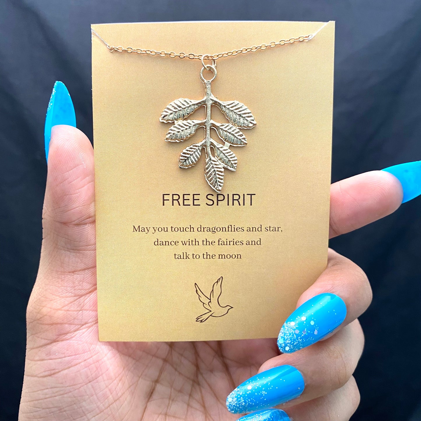 Minimal Golden Leaf Card Necklace| Perfect for Dailywear - DropShp