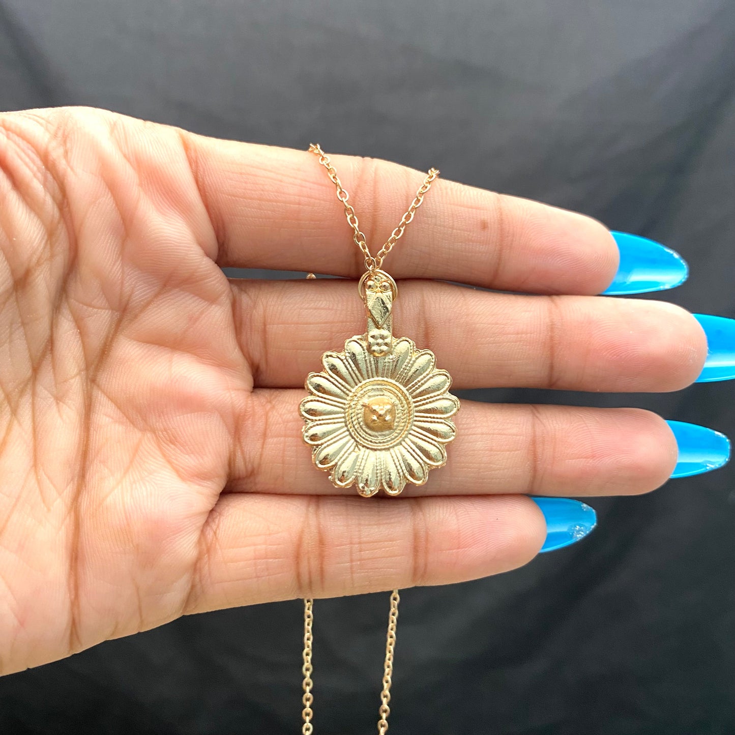 Minimal Golden Sunflower Card Necklace| Perfect for Dailywear - DropShp