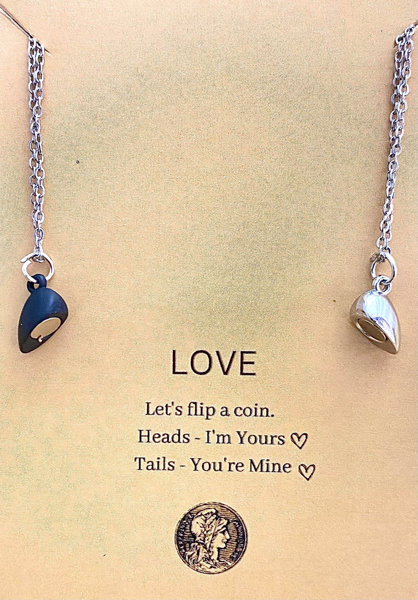 Waterproof Silver Magnetic Heart Couple Necklace With Stainless Steel Chain - DropShp