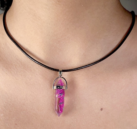 Purple Strawberry Print Pencil Pendant Necklace (D-9) - DropShp