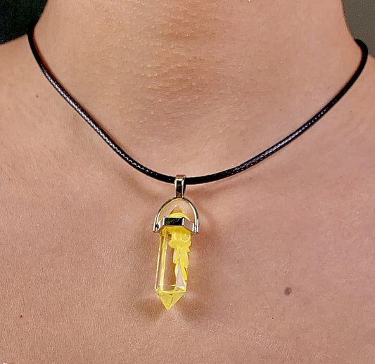 Transparent Lemon Print Pencil Pendant Necklace (D-5) - DropShp