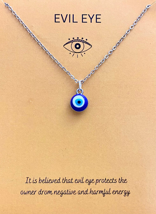 Waterproof Evil Eye Charm Necklace With Stainless Steel Chain - DropShp